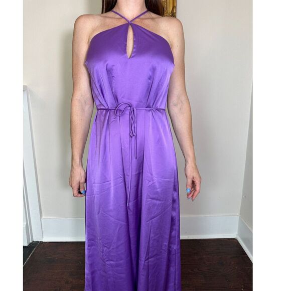 Ann Taylor Criss Cross Halter Maxi Dress in Purple Size Small NWT! - Picture 6 of 9